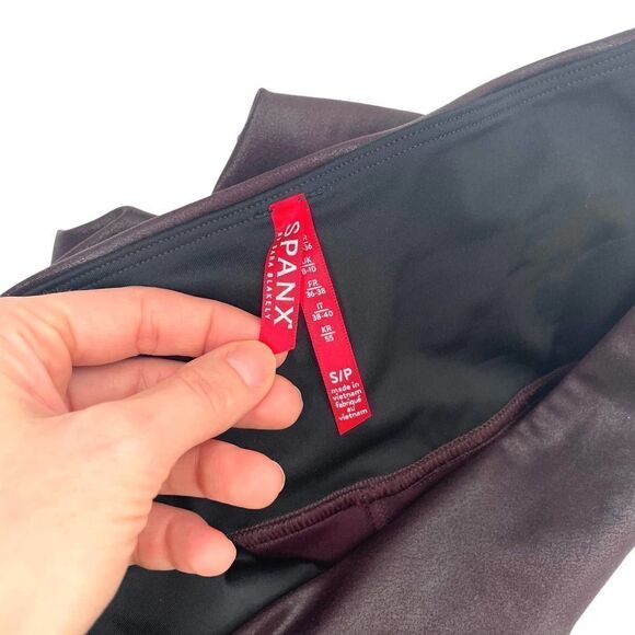 SPANX Faux Leather Leggings Sz S maroon red - Picture 4 of 11